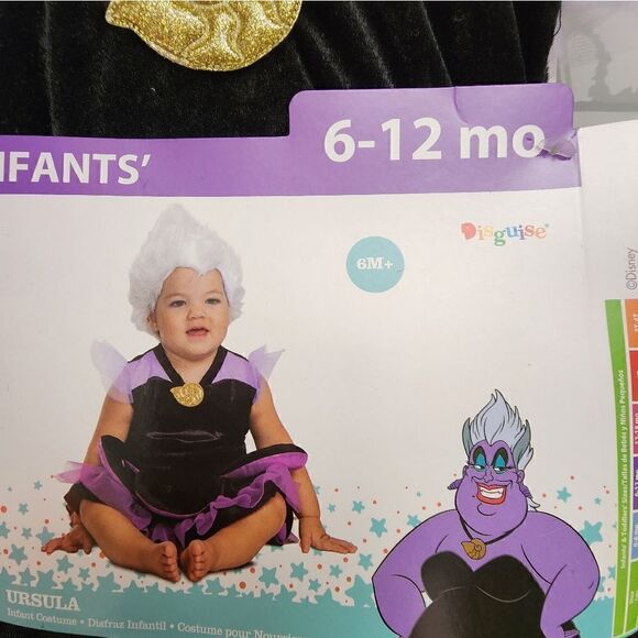 NEW Ursula Disney Baby Halloween Costume 6-12 Months Little Mermaid Sea Witch - Picture 4 of 5